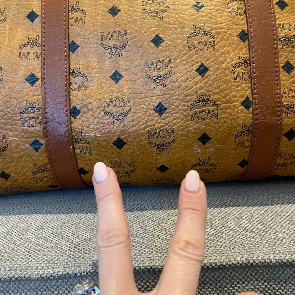 MCM Tan Logo Duffel Bag